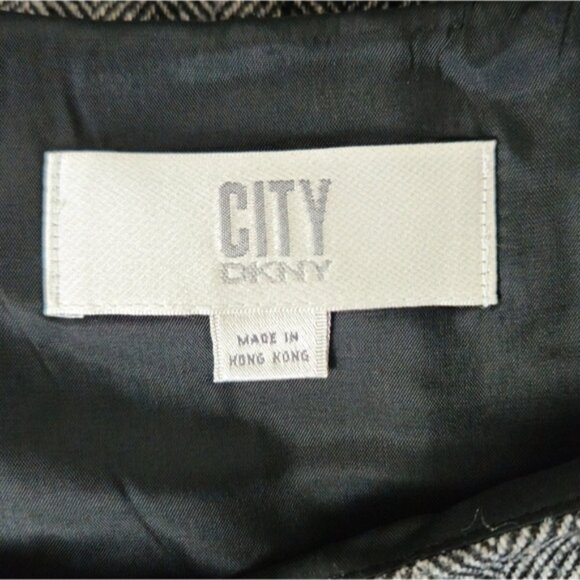 DKNY City Herringbone Wool Tweed Ruffle Black White Skirt Size 10 - Picture 4 of 6
